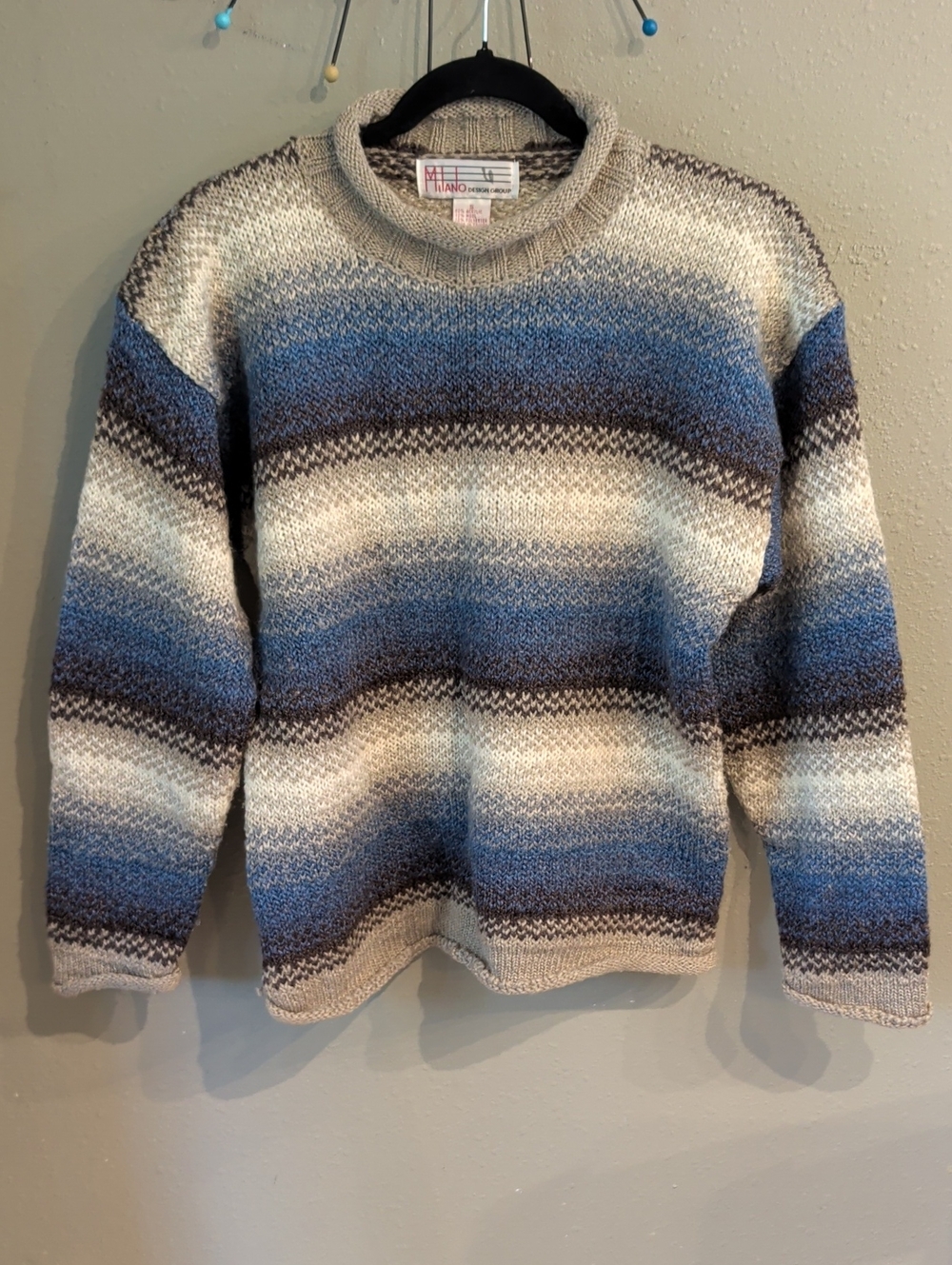 Vintage Milano Design Group Roll Neck Striped Sweater Women's Small Wool Blend